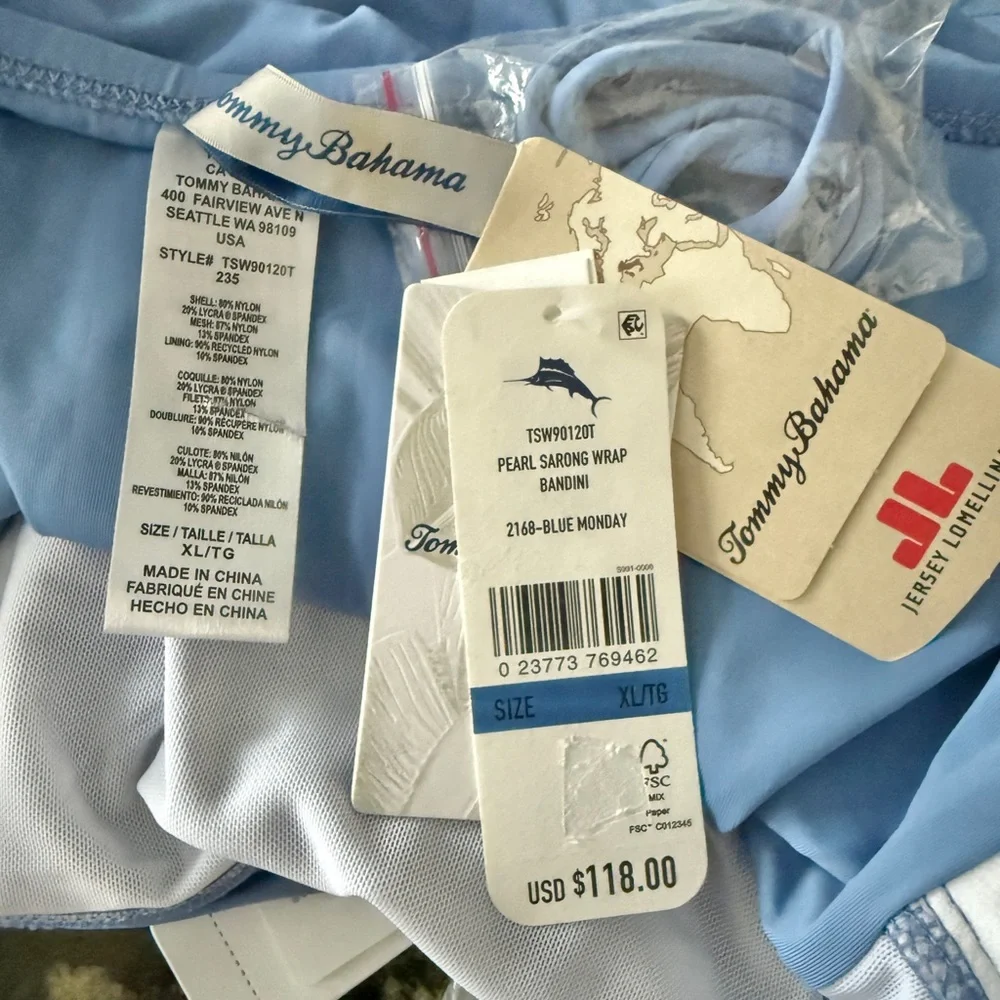 Tommy Bahama Pearl Sarong Wrap Bandini Top - Blue Monday - Picture 10 of 10